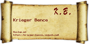 Krieger Bence névjegykártya